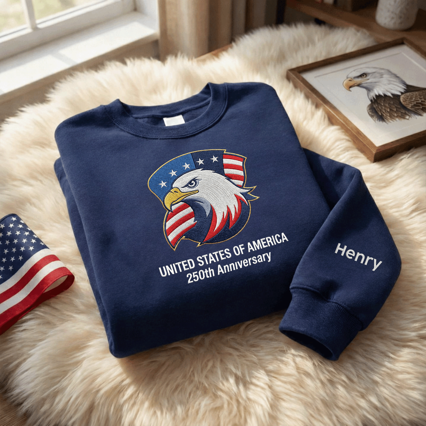 USA 250th Anniversary 1776-2026 - Embroidered Liberty Bell Sweatshirt