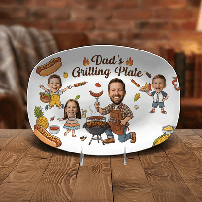 Personalized Dad’s Grilling Plate – Custom BBQ Serving Platter Gift for Dad