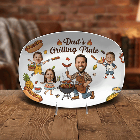 Personalized Dad’s Grilling Plate – Custom BBQ Serving Platter Gift for Dad