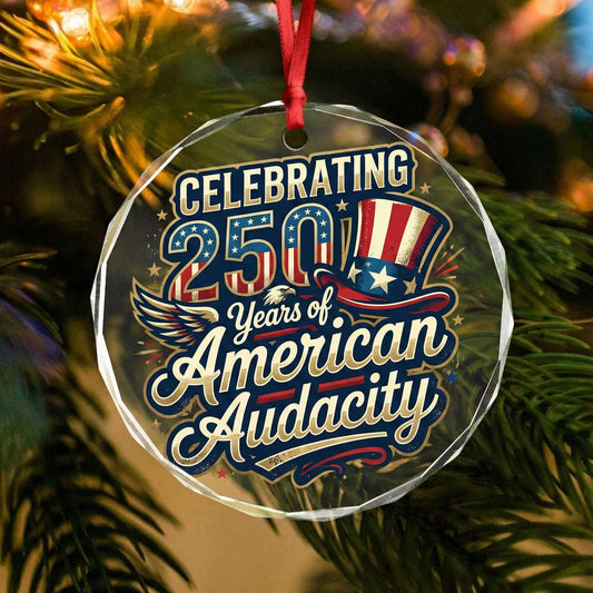 250th Anniversary USA Glass Ornament – Patriotic 4th of July Decoration