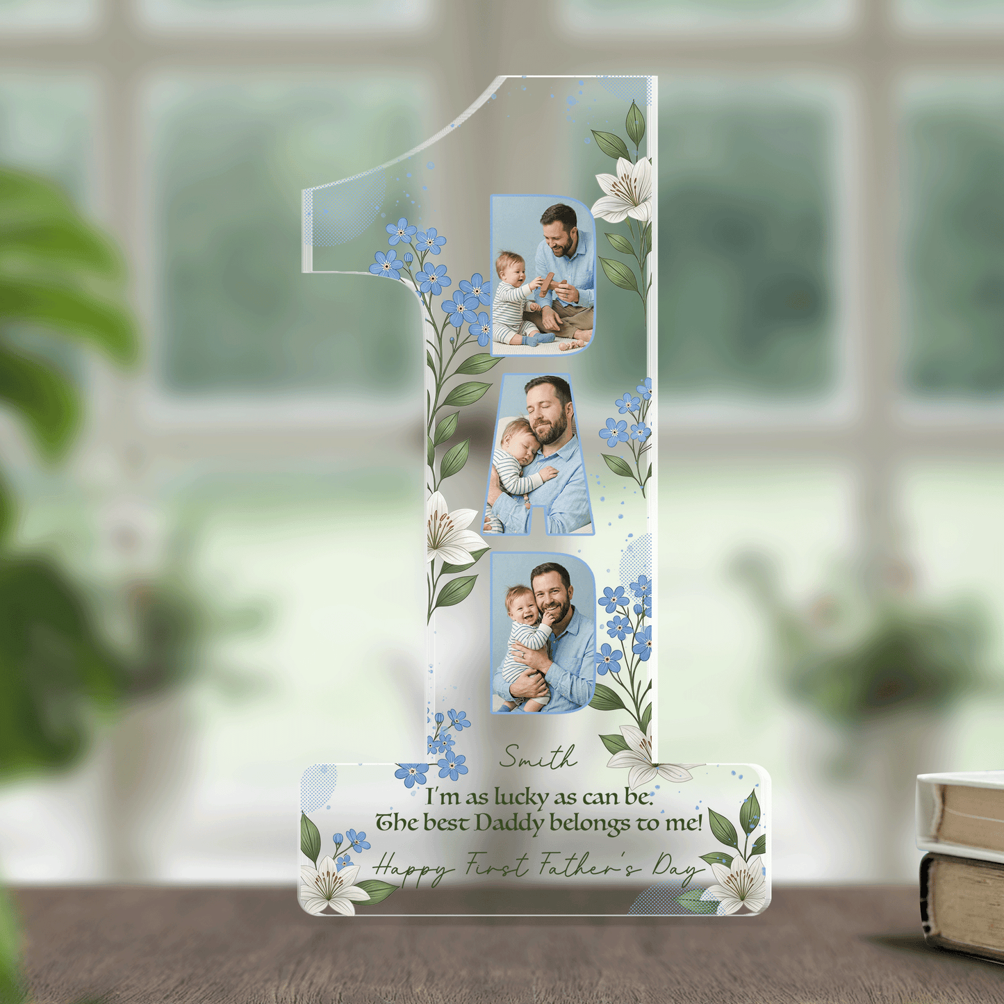 Personalized Acrylic Plaque for Dad – Custom Name & Photo Happy 1st Father’s Day Gift