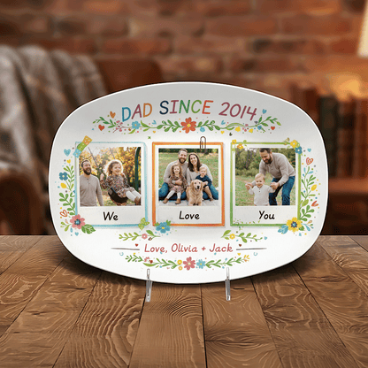 Personalized “We Love Dad” Decorative Plate – Custom Photo Family Keepsake