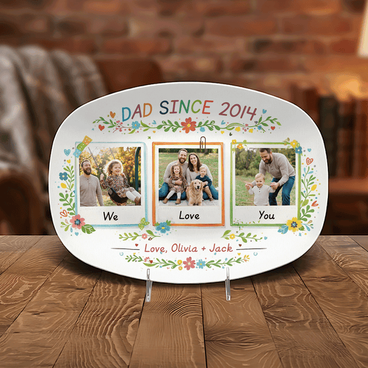 Personalized “We Love Dad” Decorative Plate – Custom Photo Family Keepsake