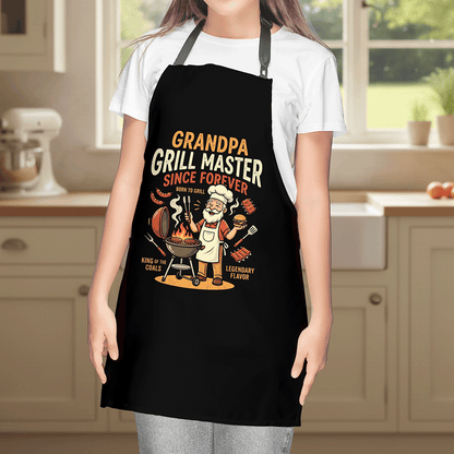 Grandpa Grill Master Since Forever Apron – Funny BBQ Grilling Apron Gift for Grandpa