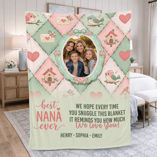 Personalized Mom Photo Blanket – Custom Family Picture Blanket Gift for Mother
