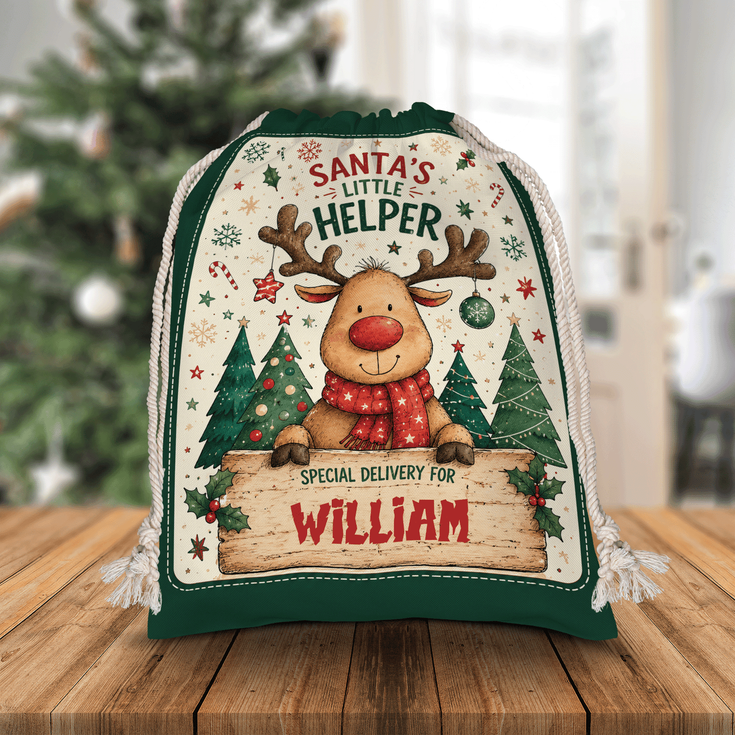 Personalized Santa's Little Helper Christmas Sack with Custom Name