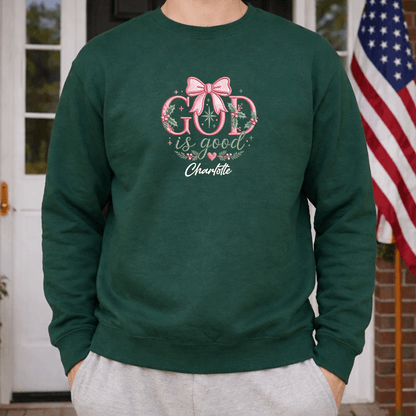 Personalized Embroidered Christmas Floral Sweatshirt with Custom Name