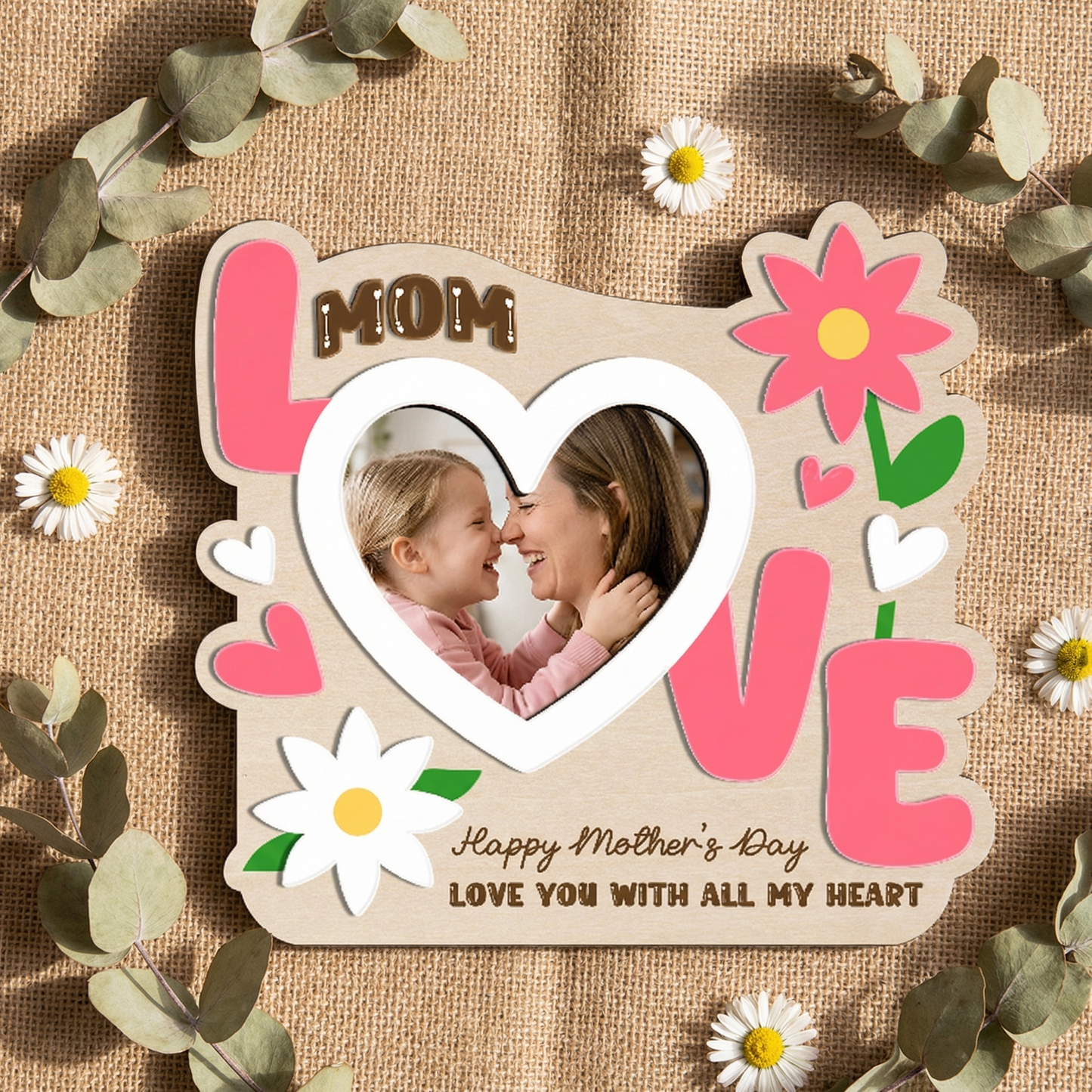 Personalized 3D Mother’s Day Photo Frame Bundle Custom Wooden Wall Frame