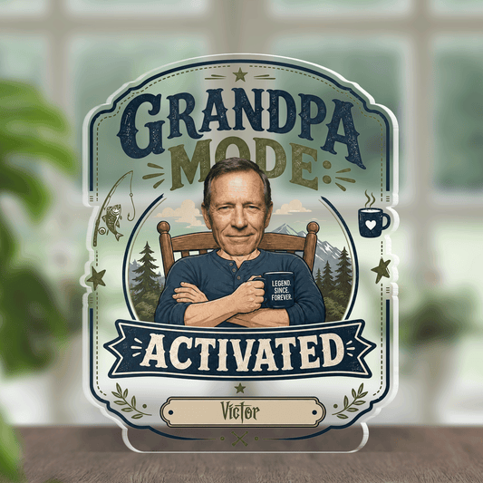 Personalized Grandpa Mode Activated Acrylic Plaque - Custom Photo Gift
