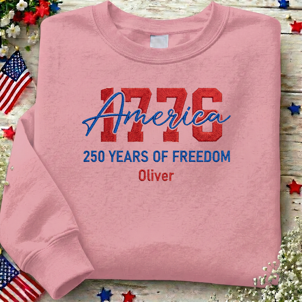 USA 250 Years - Embroidered American Crewneck Sweatshirt