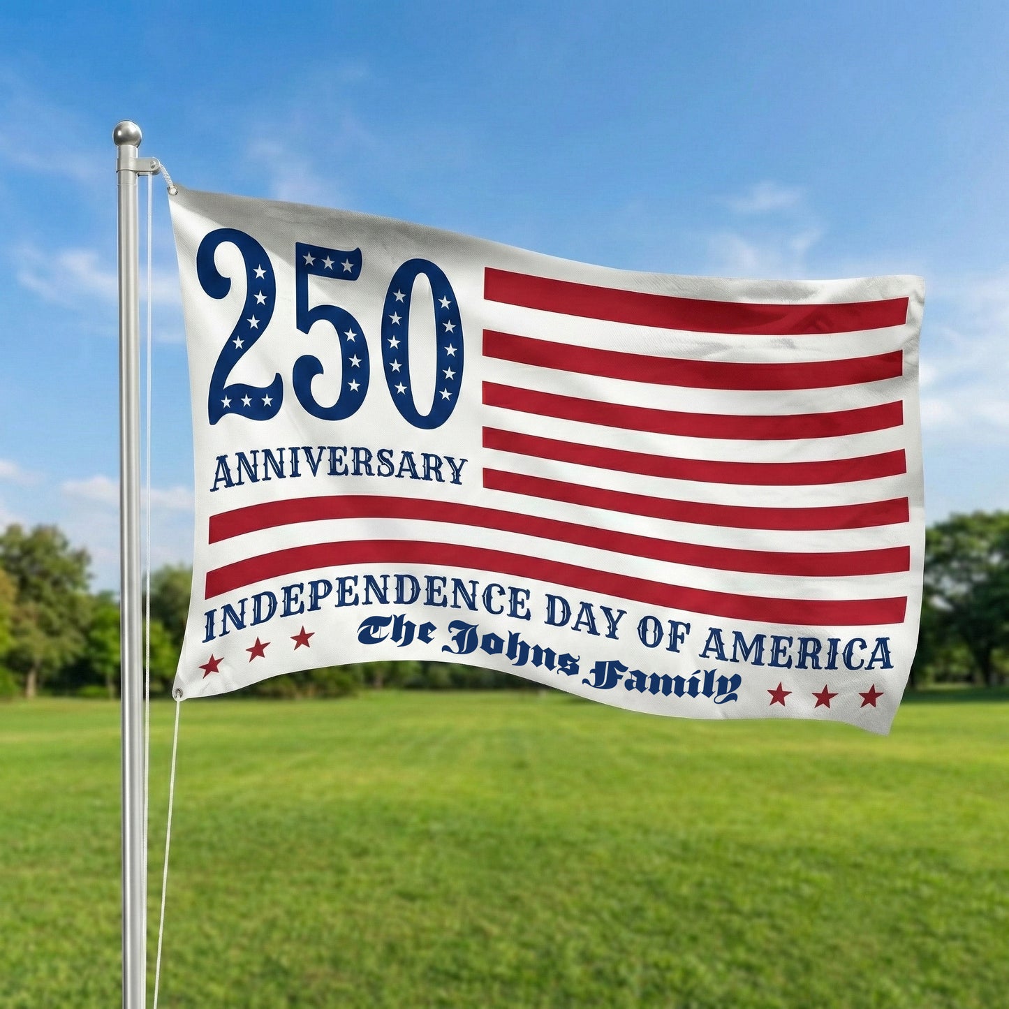Personalized Family Name 250 Anniversary Independence Day of America Banner House Flag