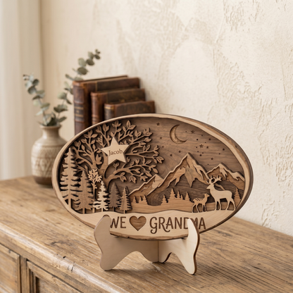 Custom Grandpa Gift – 2 Layer Wooden Sign, Personalized Father's Day Decor, We Love Grandpa