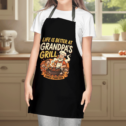 Life Is Better At Grandpa's Grill Apron – Funny BBQ Grilling Apron Gift for Grandpa