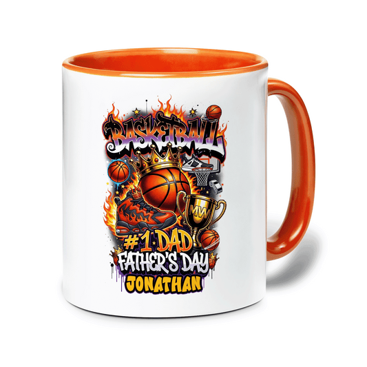 Personalized Basketball Accent Mug for Dad – Custom Name Father’s Day Gift