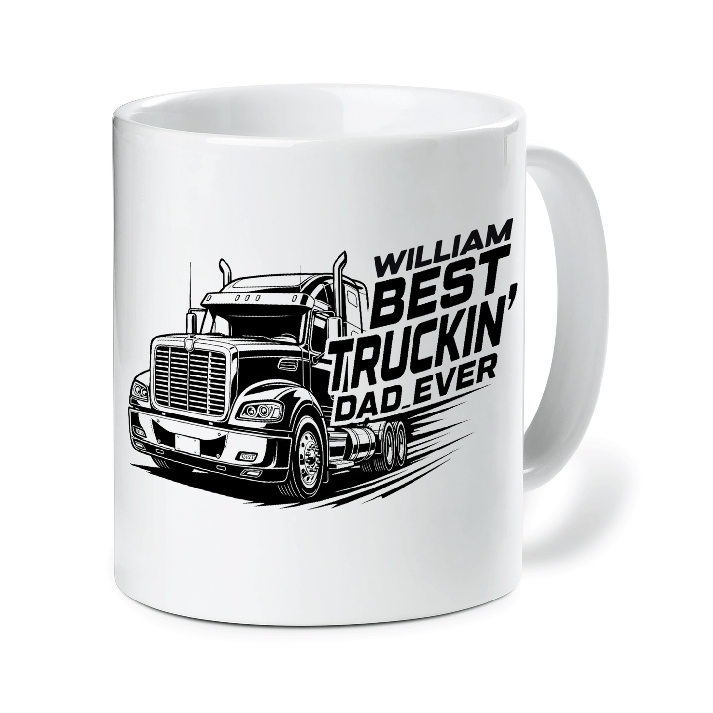 Custom Name Best Truckin’ Dad Ever Mug – Personalized Truck Driver Gift for Dad