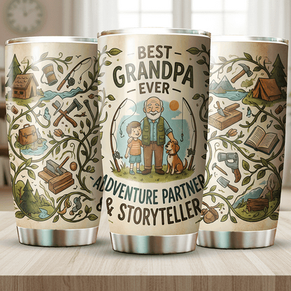 Best Grandpa Ever Adventure Partner 20oz Tumbler – Stainless Steel Travel Mug Gift for Grandpa
