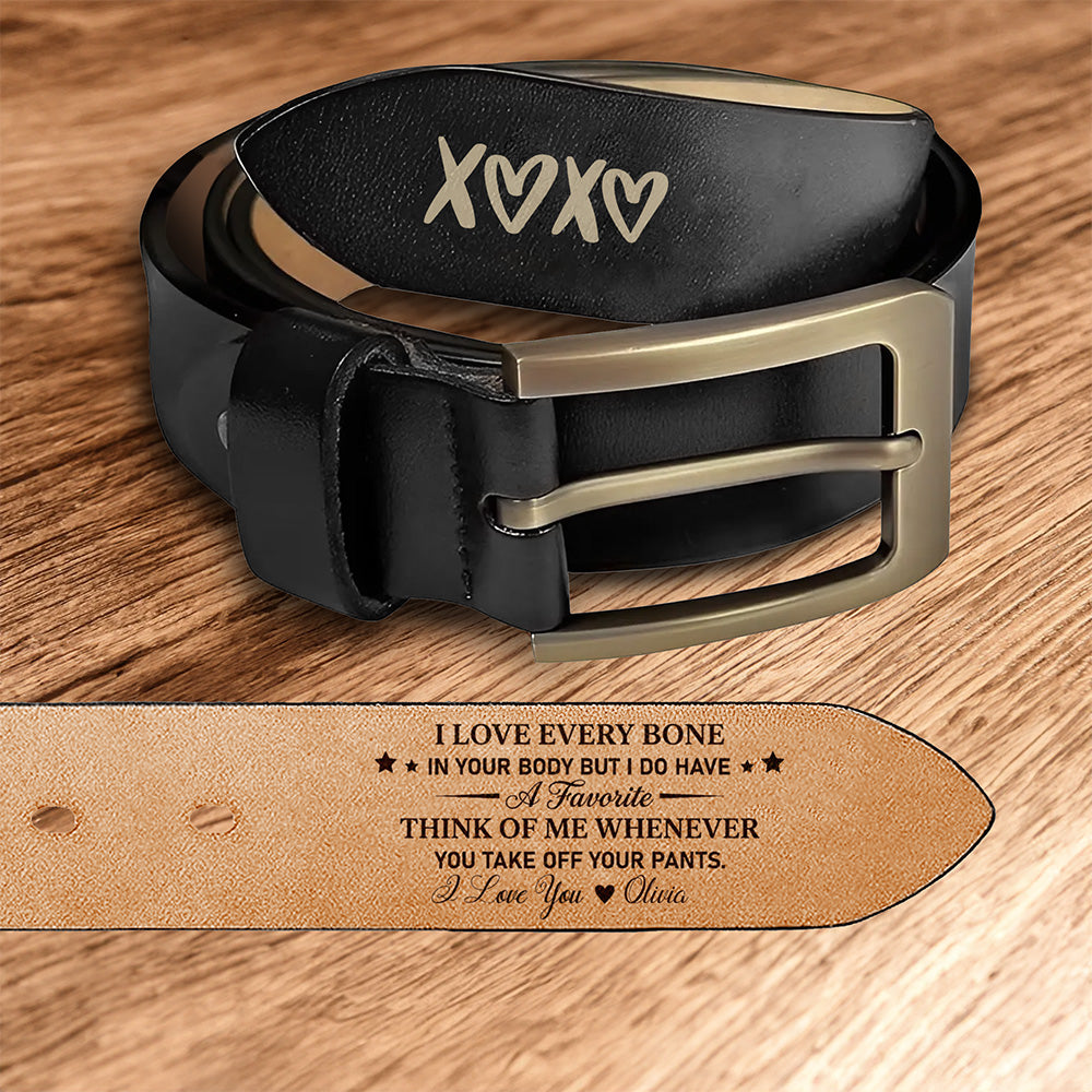 Love Every Inch of You – Passionate Gift for Husband – Personalized Engraved Leather Belt