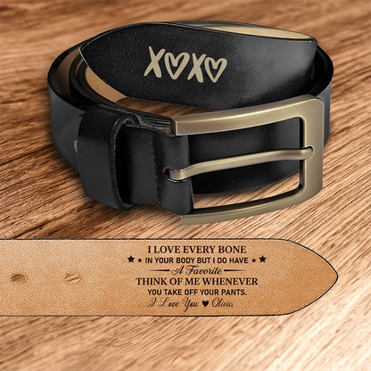 Love Every Inch of You – Passionate Gift for Husband – Personalized Engraved Leather Belt