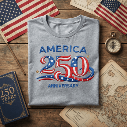 America 250 Anniversary - Patriotic Red White Blue T-Shirt Design