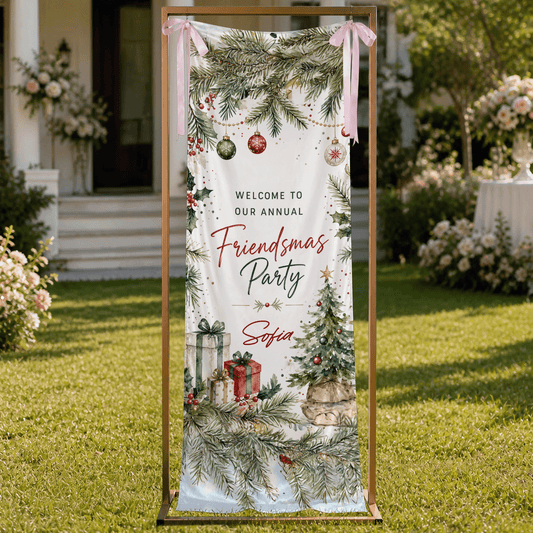 Custom Friendsmas Party Fabric Welcome Banner