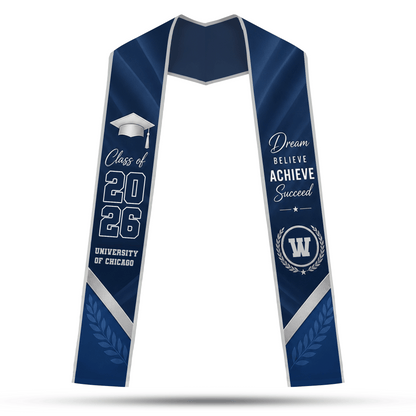 Personalized Dream Believe Achieve Succeed Graduation Stole – Custom Photo and Name