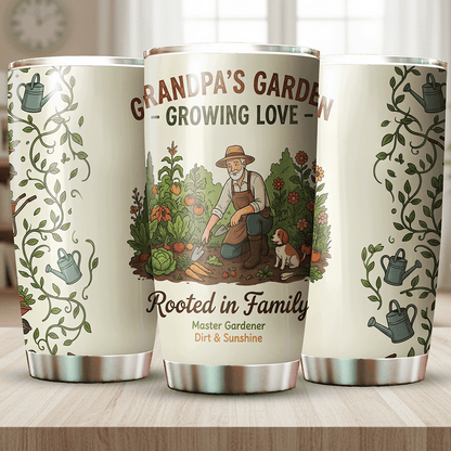 Grandpa's Garden Growing Love 20oz Tumbler – Stainless Steel Travel Mug Gift for Grandpa