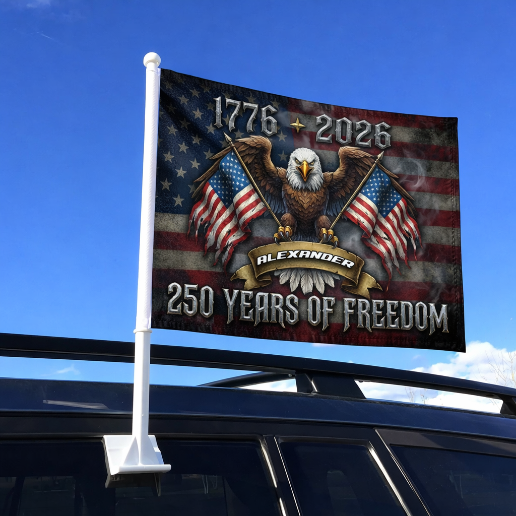 250 Years of Freedom Car Flag – Personalized USA Eagle Flag 1776–2026