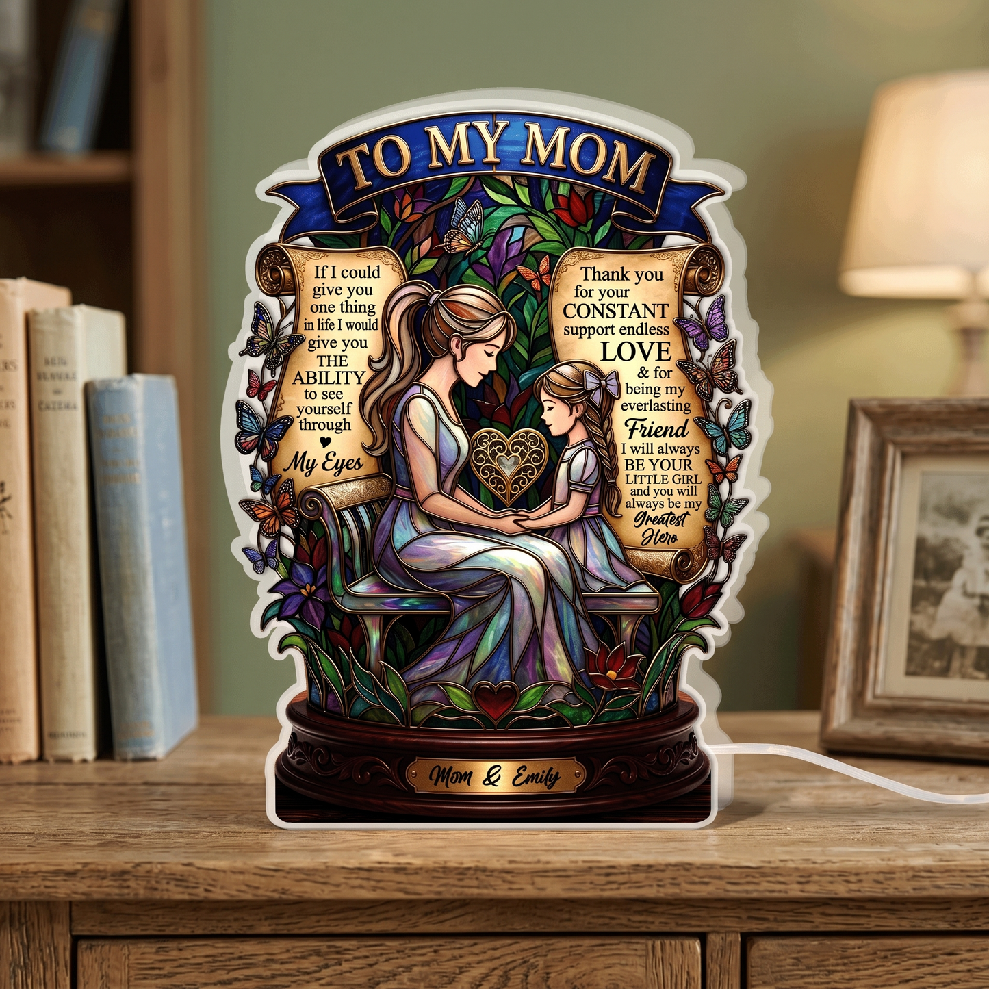 Custom Mother and Children Night Light Box – Personalized LED Photo Frame for Mom