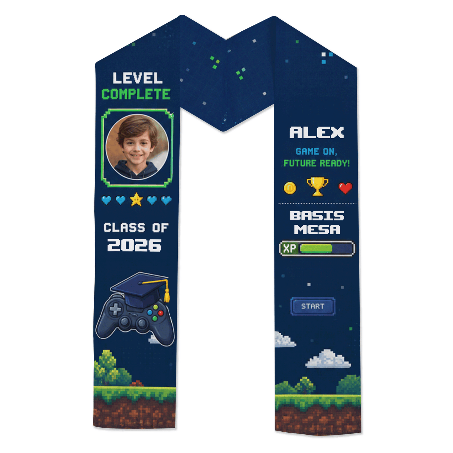 Personalized Level Complete Game On Future Ready Kid Graduation Stole – Custom Name