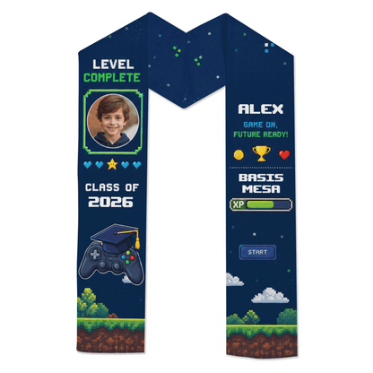 Personalized Level Complete Game On Future Ready Kid Graduation Stole – Custom Name