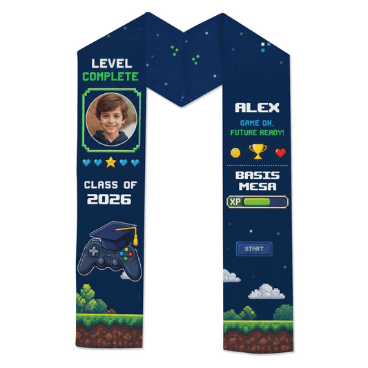 Personalized Level Complete Game On Future Ready Kid Graduation Stole – Custom Name