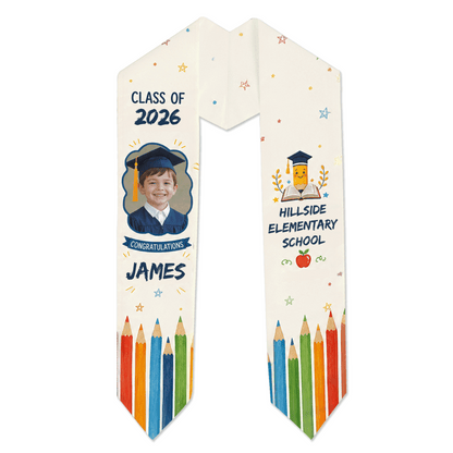 Personalized Congratulations Pencil Kid Graduation Stole – Custom Name