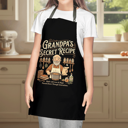 Grandpa Secret Recipe Apron – Funny Cooking & BBQ Apron Gift for Grandpa