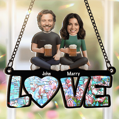 Forever & Always – Valentine’s Day Romantic Gift for Couples – Personalized 2-Layer Stained Glass Suncatcher
