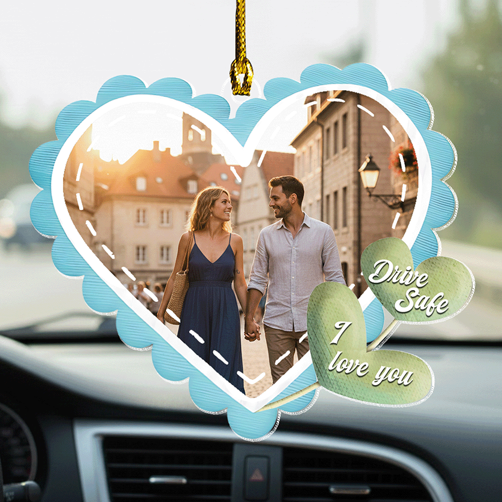 Drive Safe, We Love You – Heartfelt Car Gift for Family or Couples – Personalized Heart Shape Car Ornament