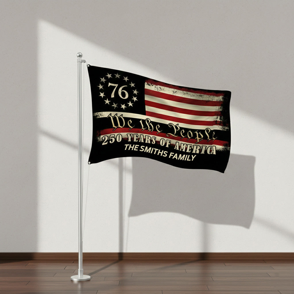 Custom Family Name We The People - 250 Years Of America Banner House Flag