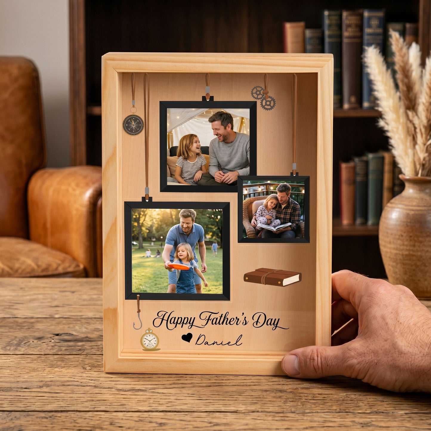 Personalized Photo Frame Light Box for Dad – Custom Photo Father’s Day Gift, LED Picture Frame Lamp