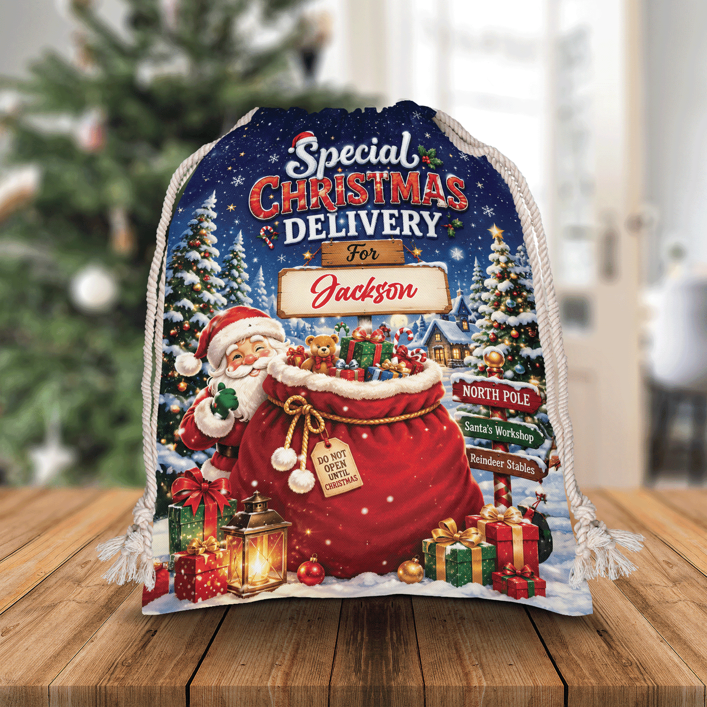 Personalized Special Christmas Delivery Christmas Sack, Custom Name Santa Gift Bag