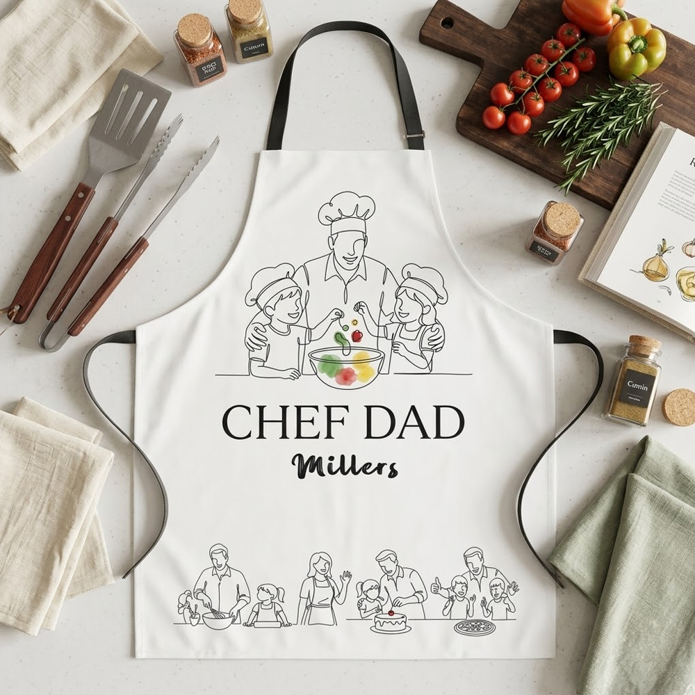 Chef Dad Apron – Funny BBQ Cooking Gift for Father’s Day