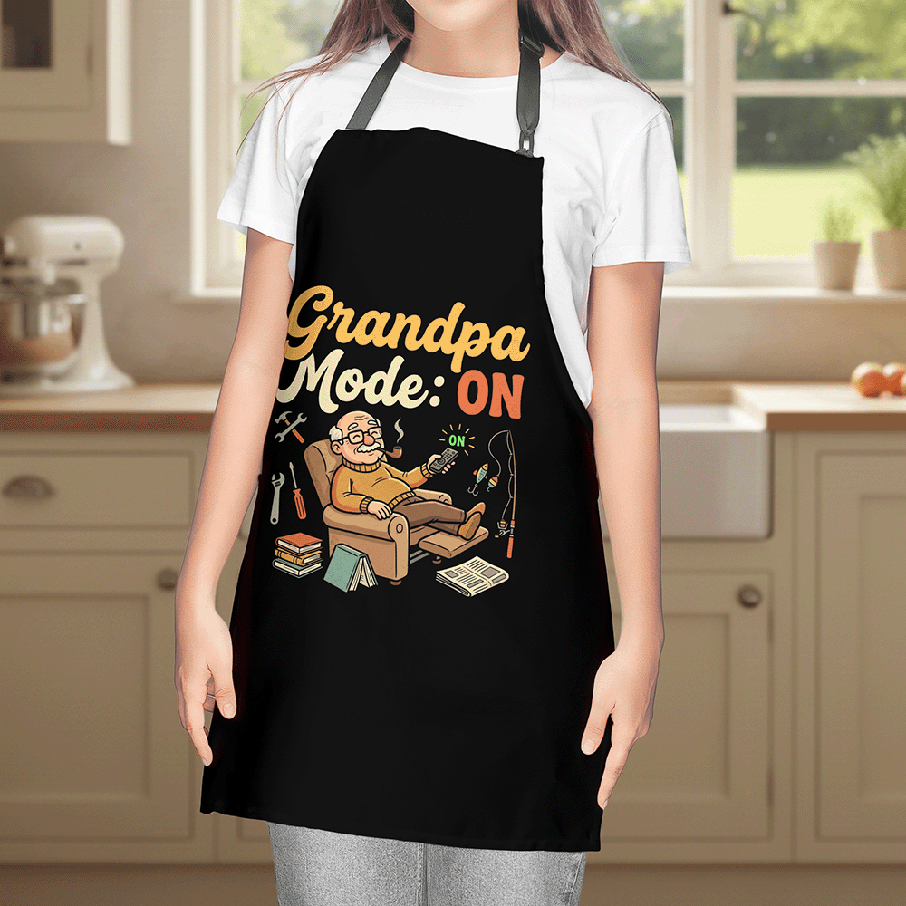 Grandpa Mode On Apron – Funny BBQ Grilling Apron Gift for Grandpa