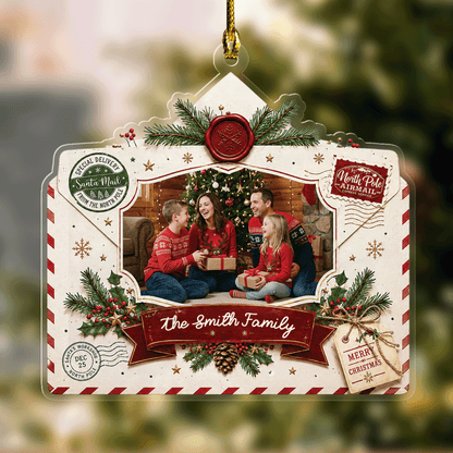 Personalized Christmas Envelope Acrylic Christmas Ornament, Custom Photo Holiday Gift