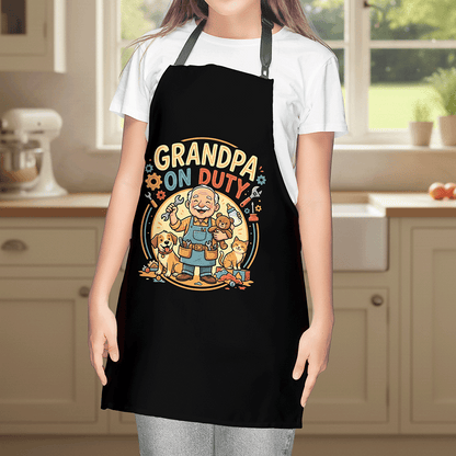 Grandpa On Duty Apron – Funny Grandpa BBQ & Cooking Apron Gift