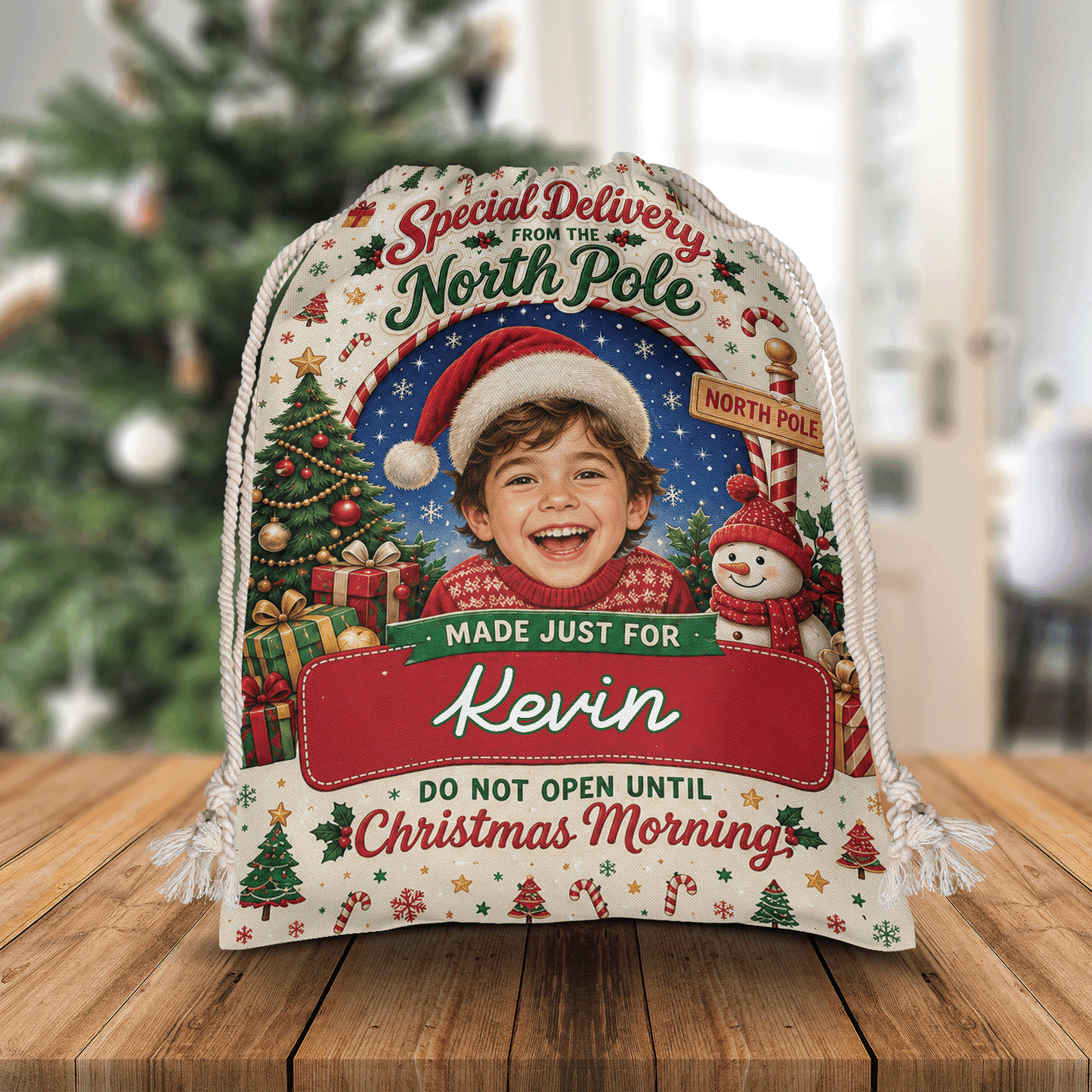 Personalized Special Delivery Do Not Open Until Christmas Morning Christmas Sack with Custom Name