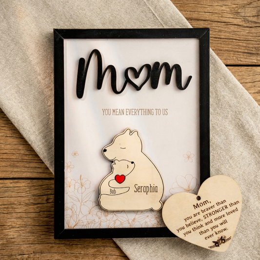 Personalized Mom Bear Sign with Names | Family Keepsake Mother's Day Gift