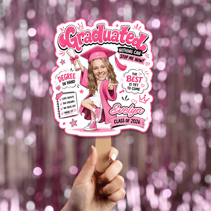 Personalized Nothing Can Stop Me Now Custom Shape Photo Hand Fan, Graduation Fan with Photo & Name