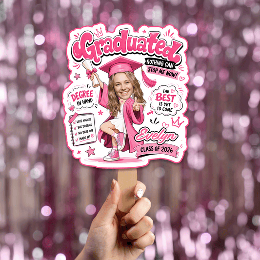Personalized Nothing Can Stop Me Now Custom Shape Photo Hand Fan, Graduation Fan with Photo & Name