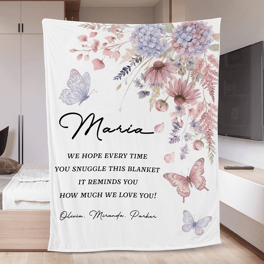 "From Our Heart To Yours" Personalized Blanket Gift for Mom and Grandma