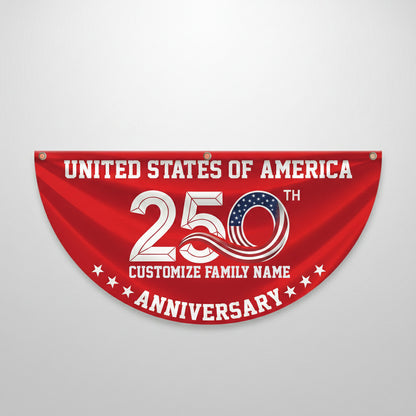 Patriotic 250th Anniversary 1776 2026 United States of America Non-Pleated Fan Flag Red