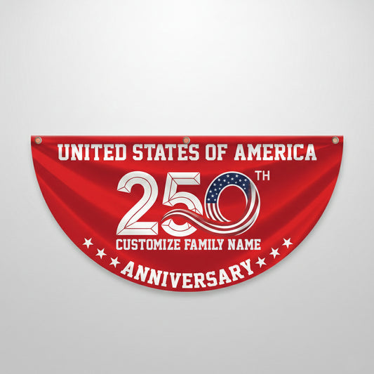 Patriotic 250th Anniversary 1776 2026 United States of America Non-Pleated Fan Flag Red