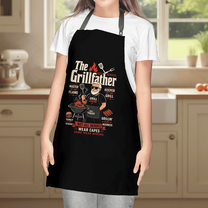 The Grillfather Apron – Funny BBQ Grilling Apron Gift for Grandpa